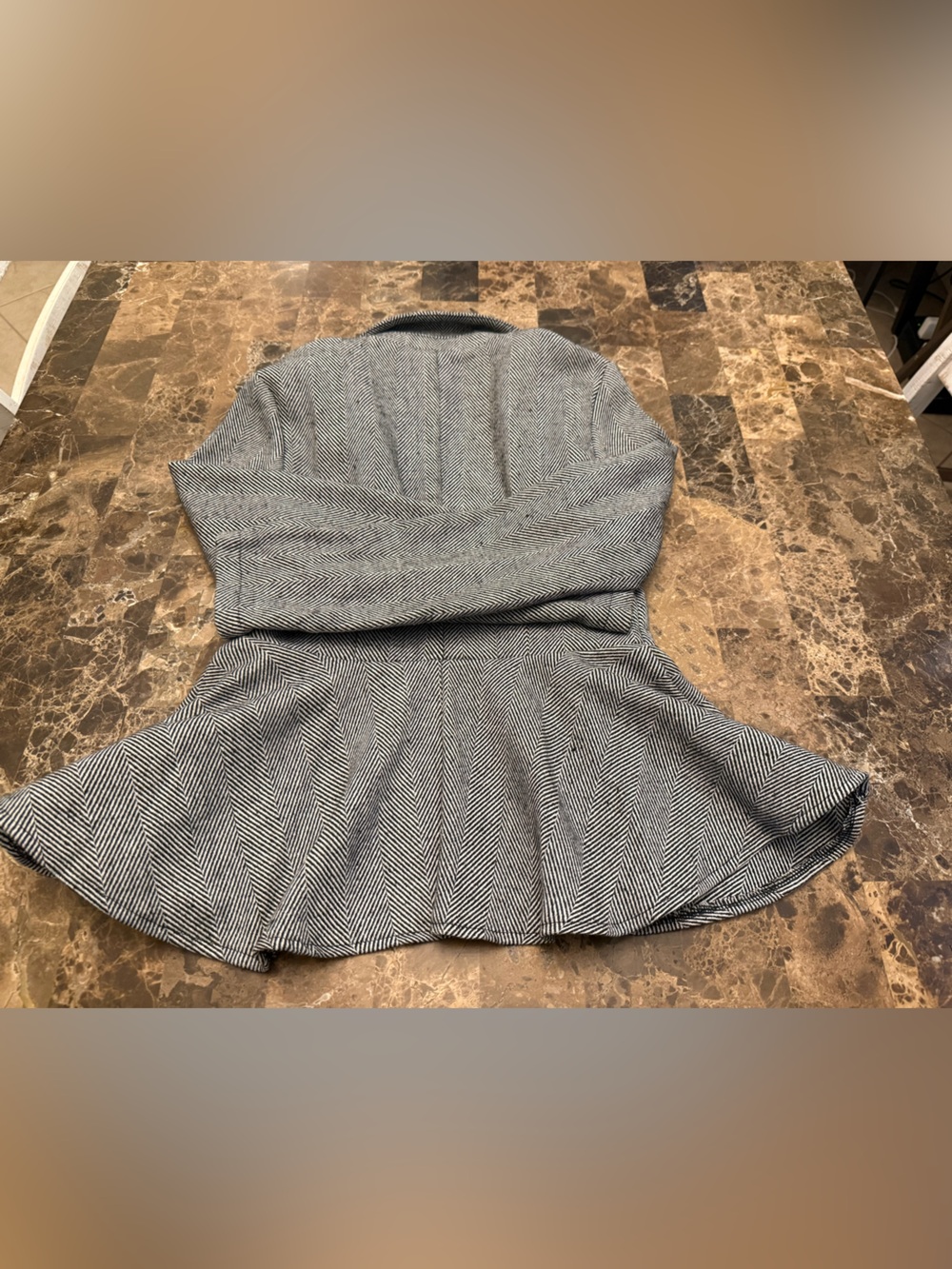 SHEIN Gray Herringbone Peplum Blazer with Gold Buttons - Picture 9 of 16
